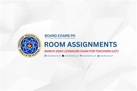 www.prc.gov.ph room assignment|ROOM ASSIGNMENTS: March 2024 Licensure Exam for Teachers (LET.